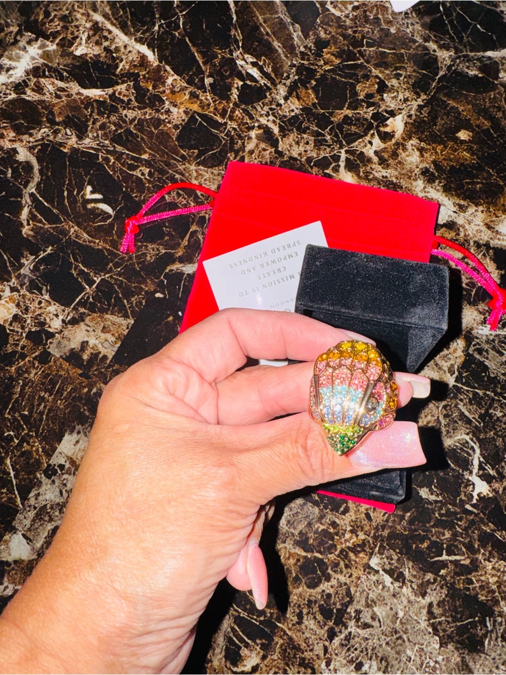 Kurt Geiger eagle head embellished cocktail ring size 7 new